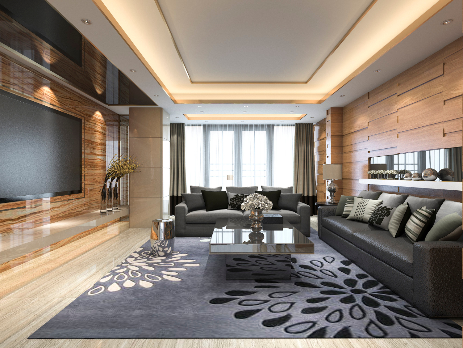 Sesuaikan plafon ruang tamu dengan dekorasinya agar membuat ruangan terlihat lebih elegan.