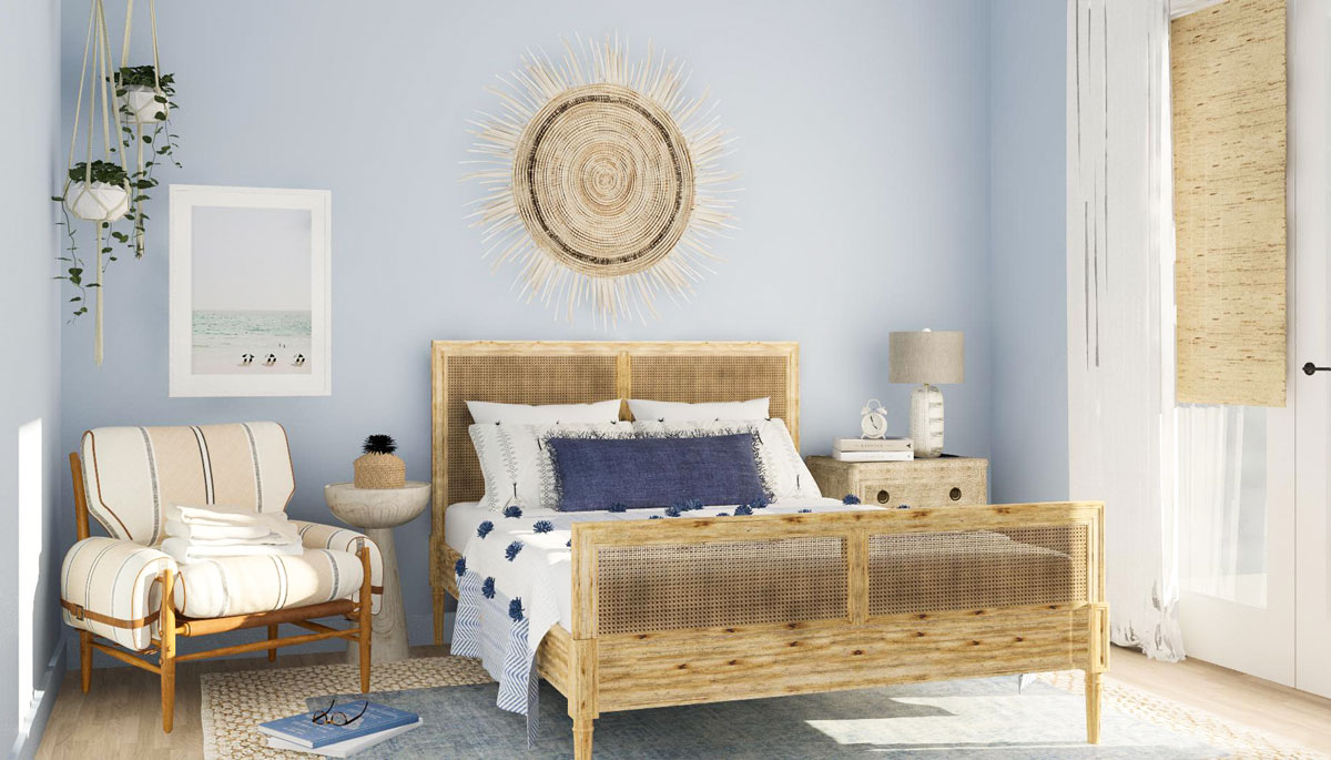 Warna cat kamar tidur yang menenangkan biru dapat menstabilkan pikiran.