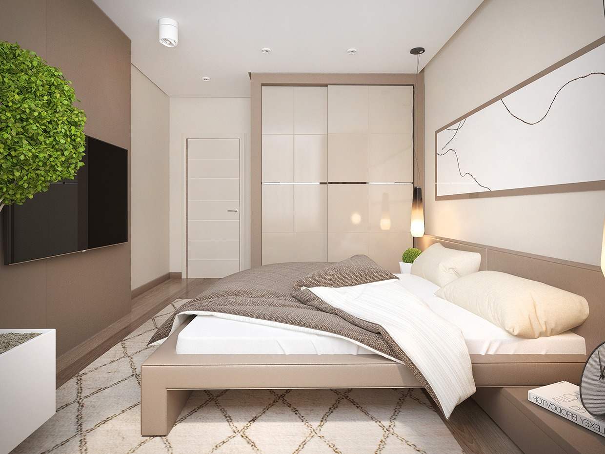 Warna kamar tidur yang menenangkan cream mudah untuk dipadukan dengan warna lain.