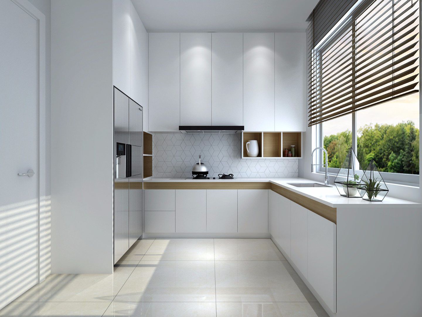 Beberapa twist pada detail desain akan membuat dapur minimalismu tampak cantik. 